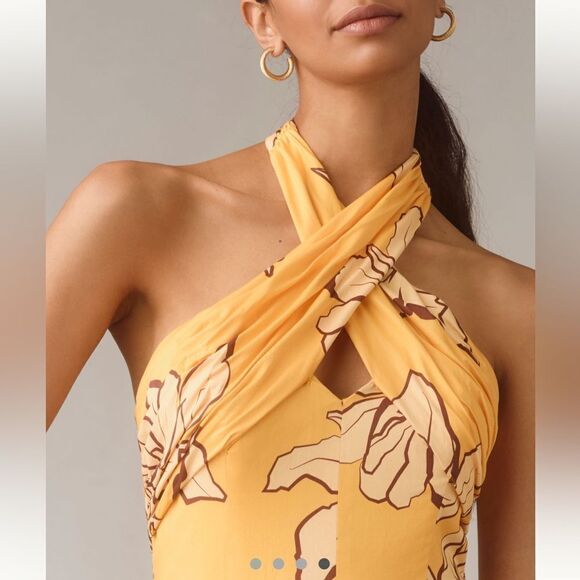 NWT HUTCH Anthropologie Floral Halter Maxi Dress Size 6 - Picture 3 of 15